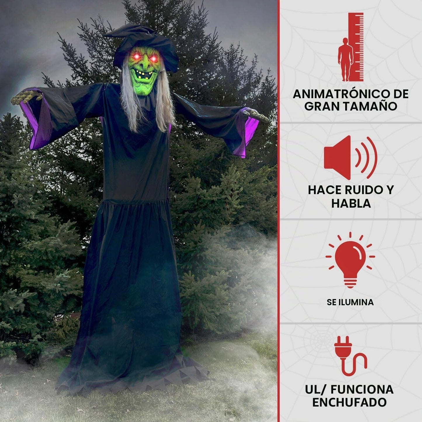 Haunted Hill Farm - Animatrónica de bruja voladora montada de 15.1...