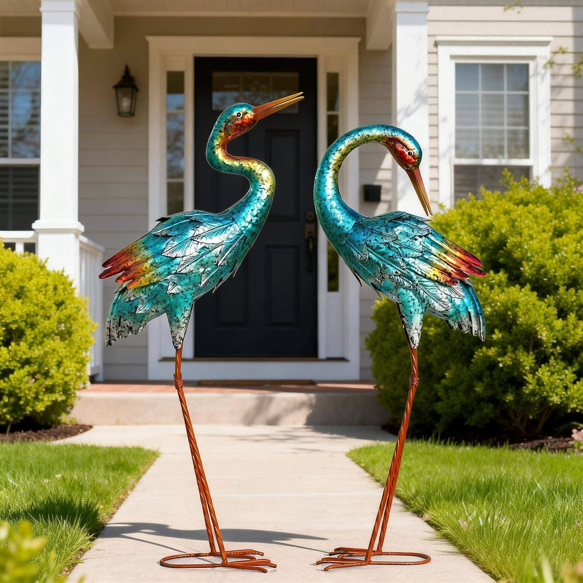 Natelf Estatuas de grúa para decoración de jardín, esculturas de ga...