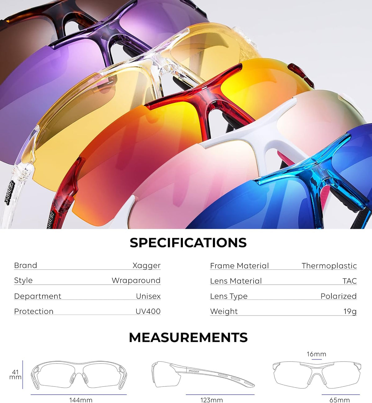Xagger Lentes de sol polarizados deportivos para hombres y mujeres,...