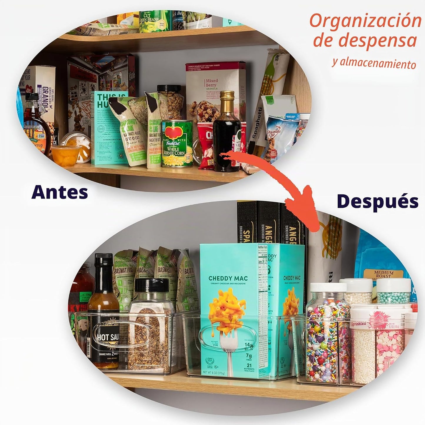 ClearSpace Contenedores de almacenamiento de despensa con divisores...