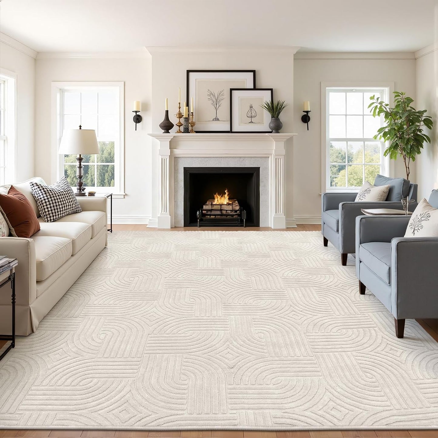 Pauwer Alfombras lavables para sala de estar, de 8 x 10 pies, moder...