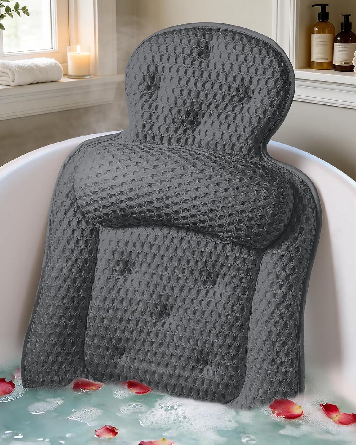 Almohadas de baño para bañera, cómodo cojín de bañera para cabeza y...