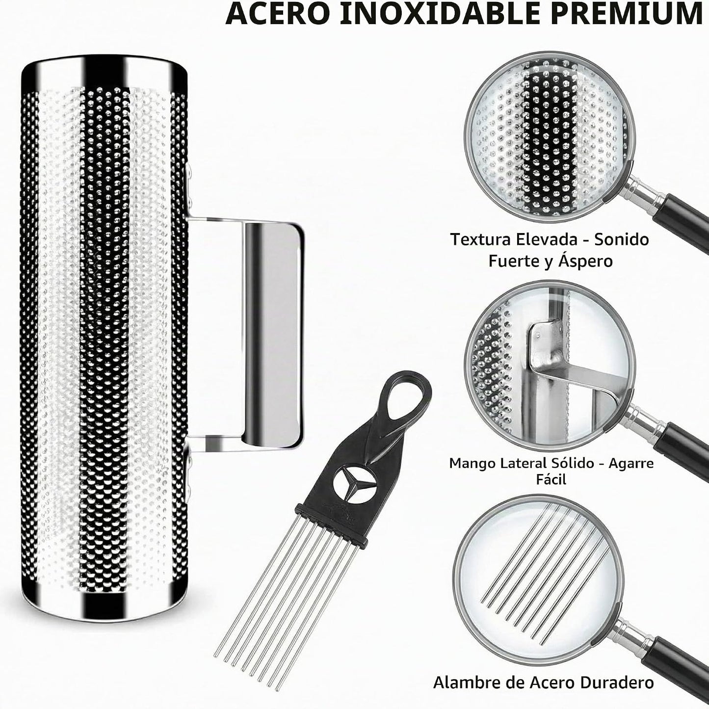 Guiro profesional de acero inoxidable, instrumento de percusión lat...