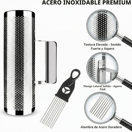Guiro profesional de acero inoxidable, instrumento de percusión lat...