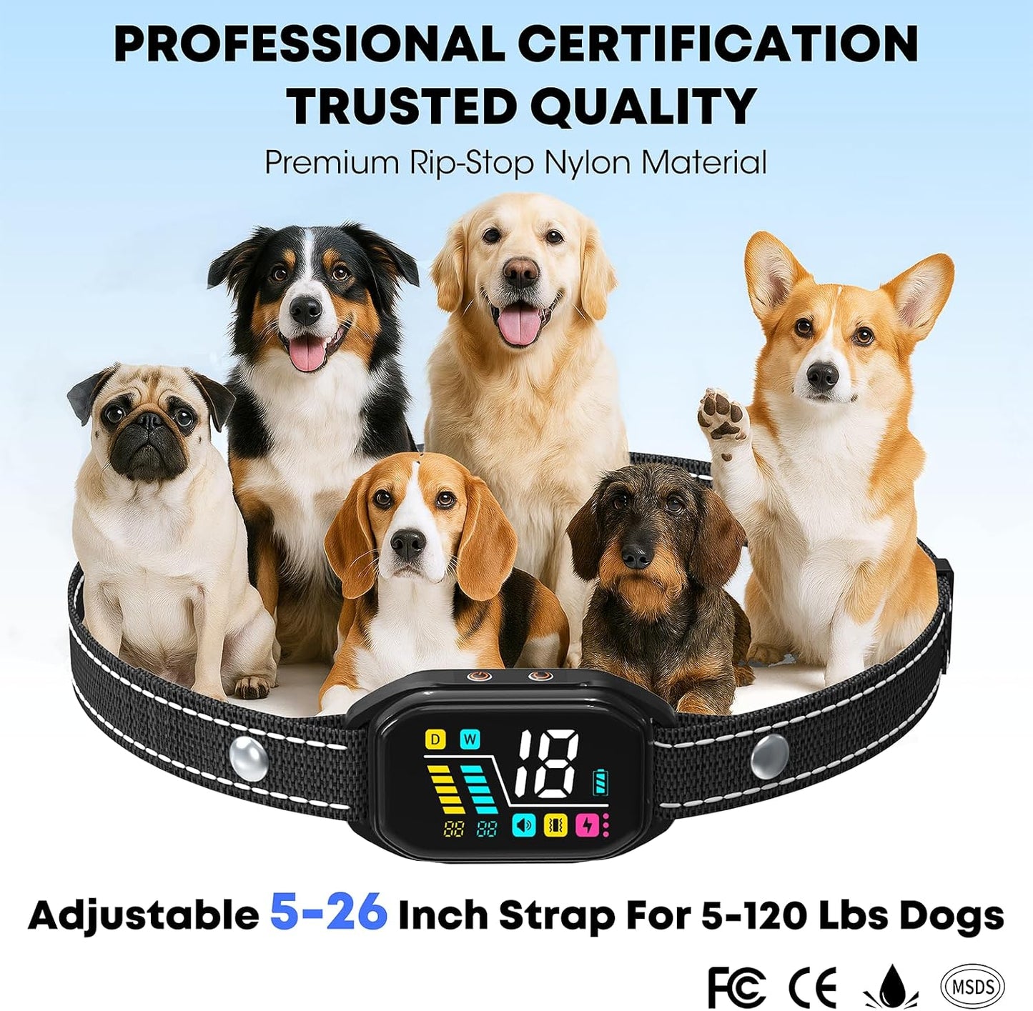 SQBEBS Collar de entrenamiento para perros con control remoto: 2 en...