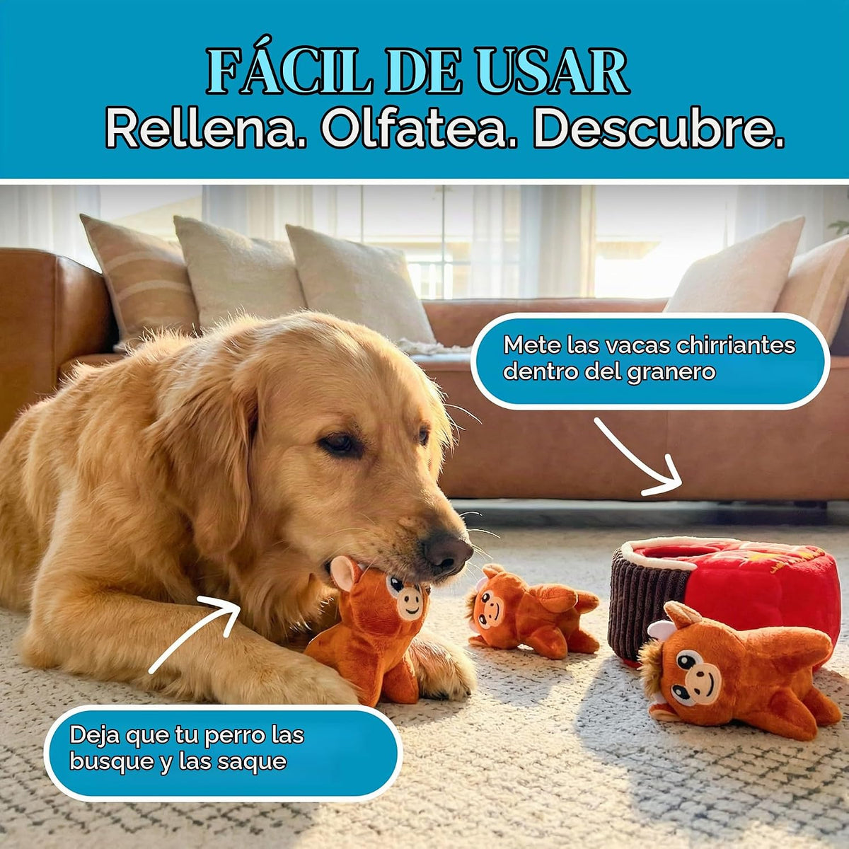 Outward Hound Hide-A-Cow - Juguete para perro, rompecabezas interac...