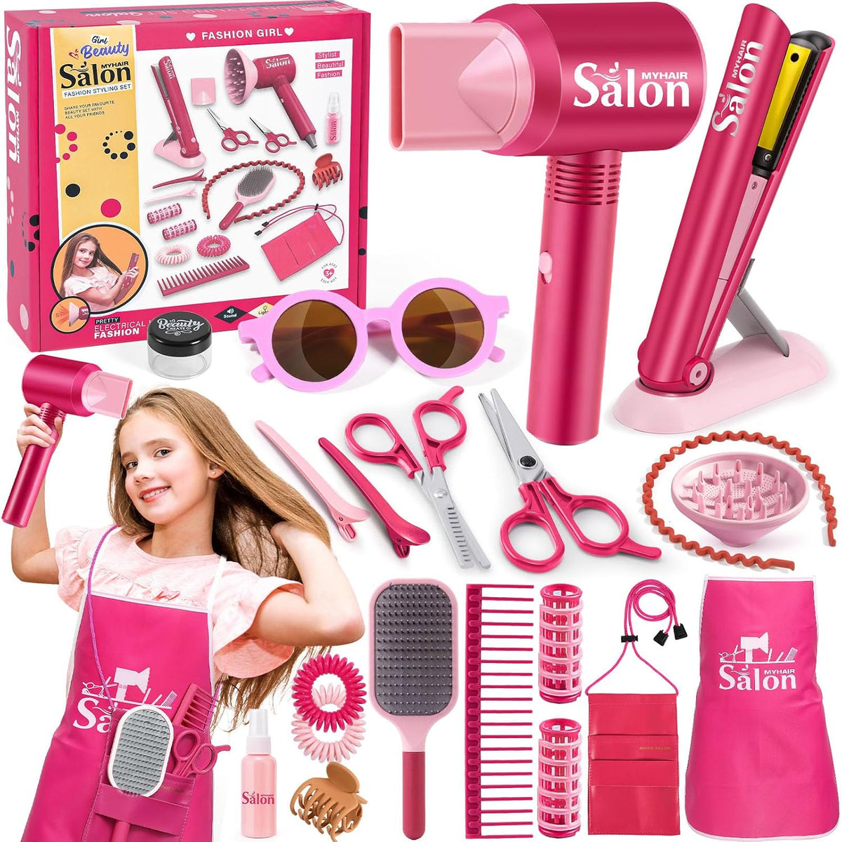 G.C Juguetes de peluquería para niñas, kit de peluquería para niños...