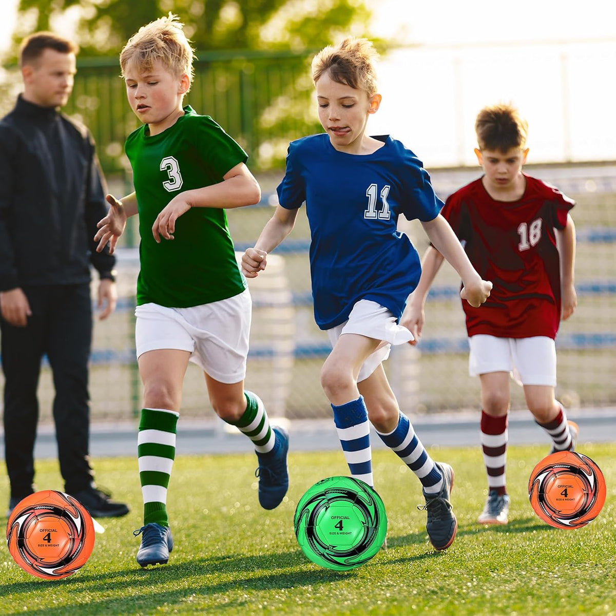 HyDren 2 pelotas de fútbol con inflador, tamaño oficial 4\/5, pelot...