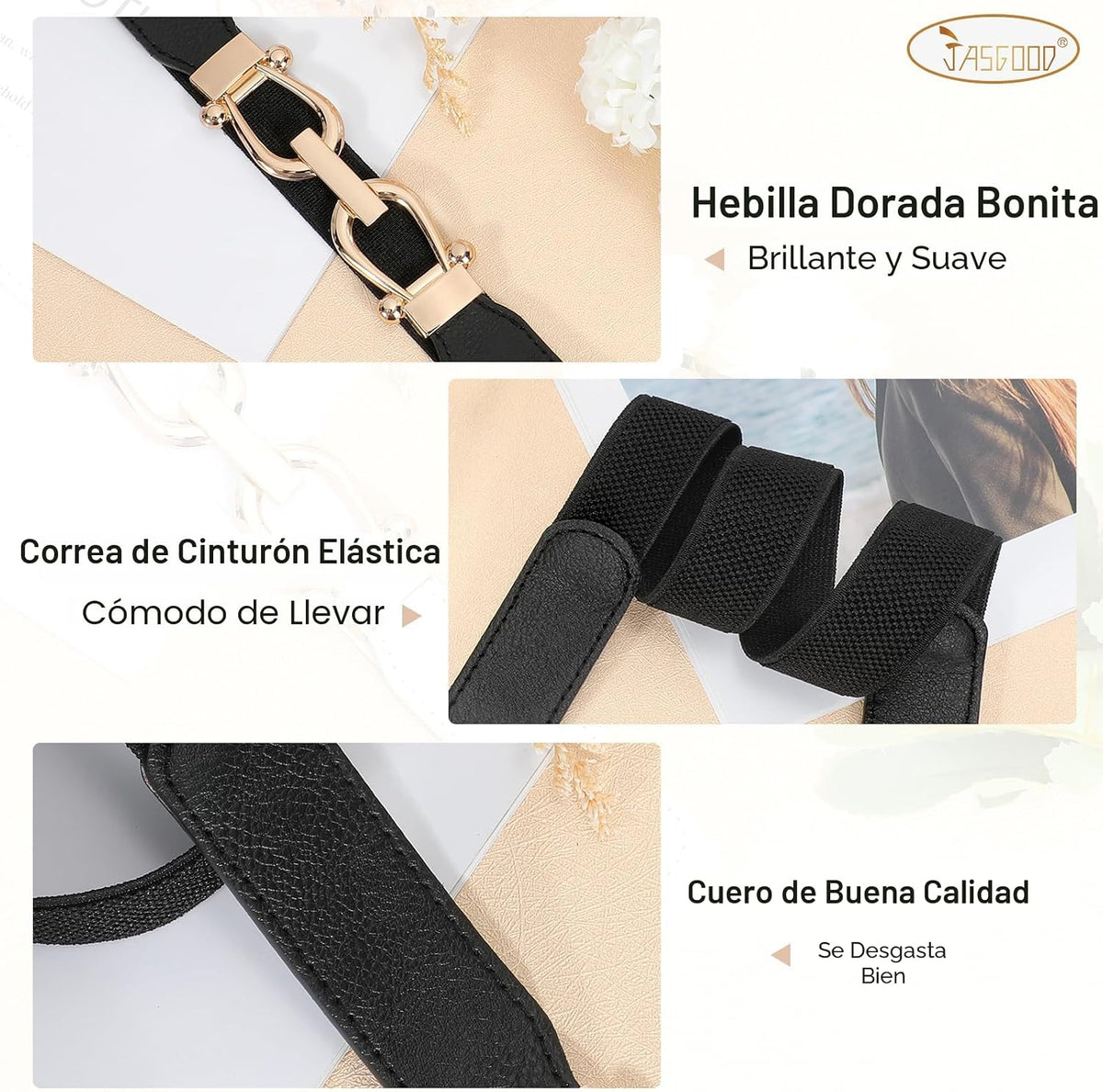 JASGOOD Cinturón de cintura elástico para mujer, cinturón retro elá...