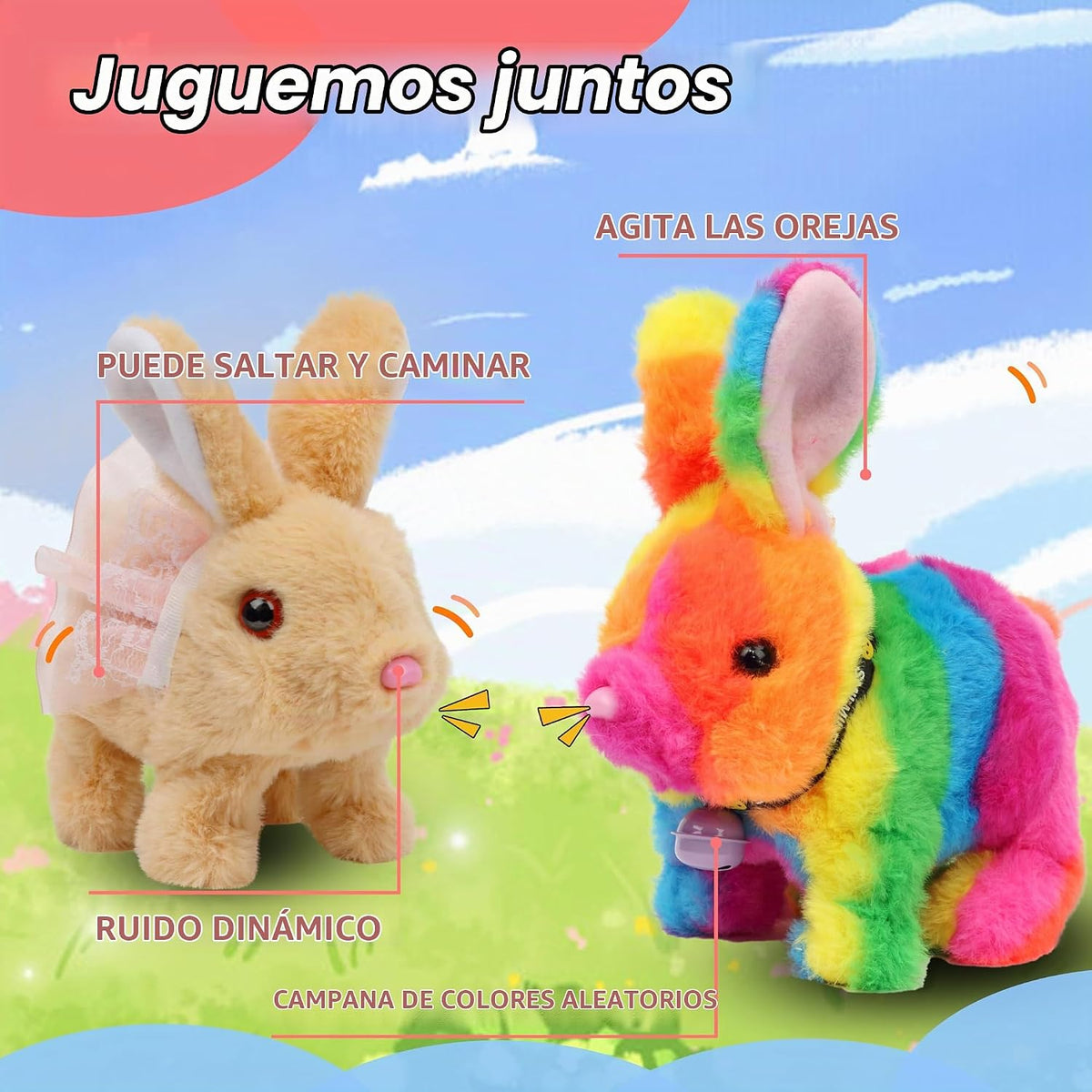 Hopearl - Conejo saltarín con vestido, juguete interactivo electrón...