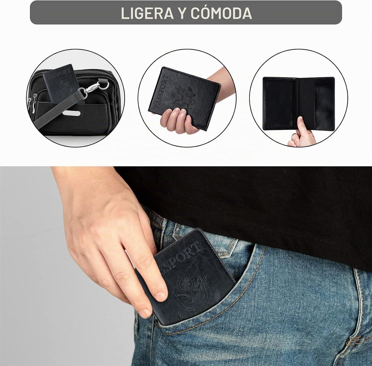2 piezas de soportes para pasaporte, cartera ultra delgada para pas...