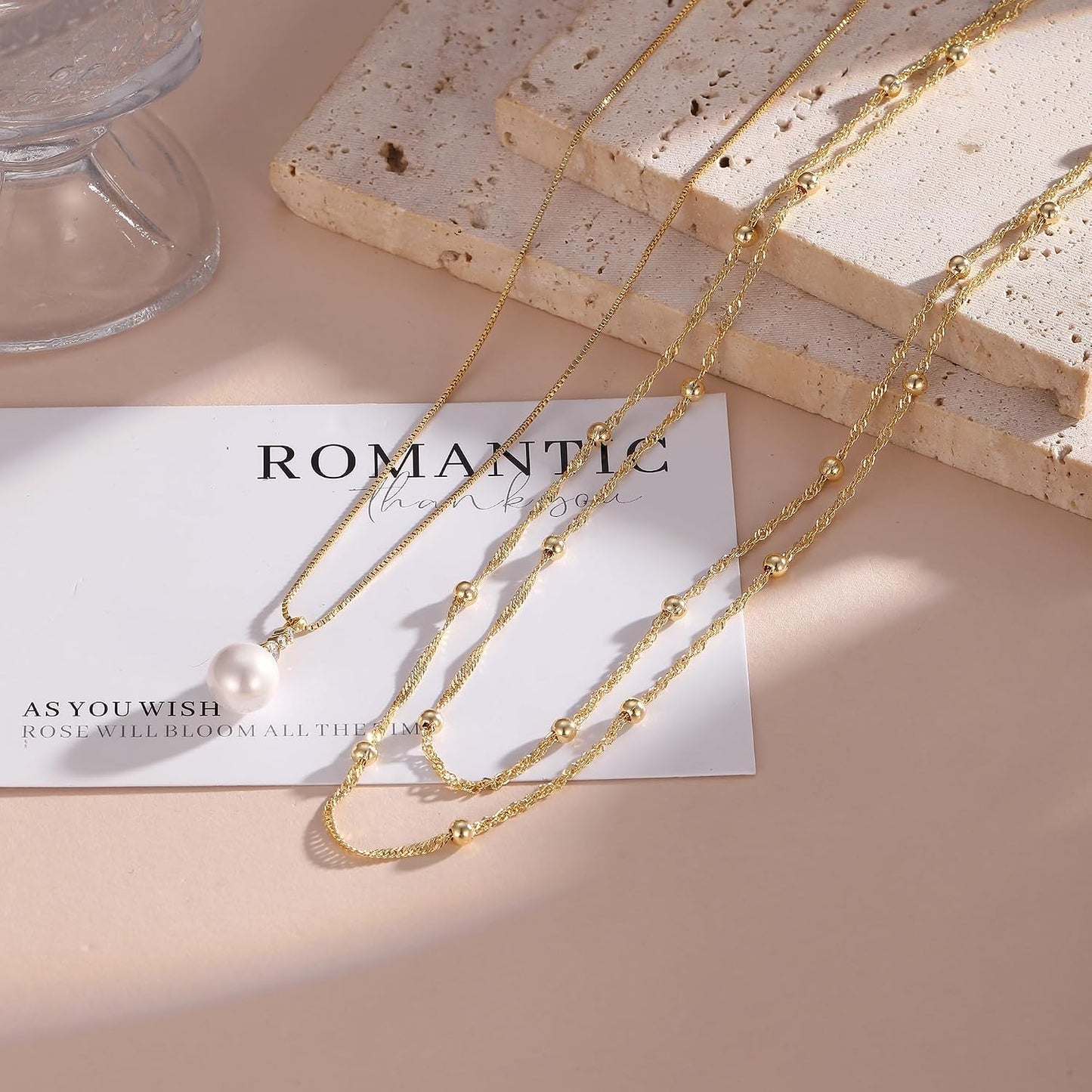 CAROVO Collar en capas de oro\/plata para mujer, chapado en oro\/pl...