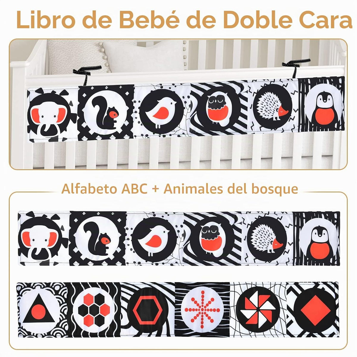 Vicloon Juguetes blancos y negros del bebé, libro del bebé del alto...