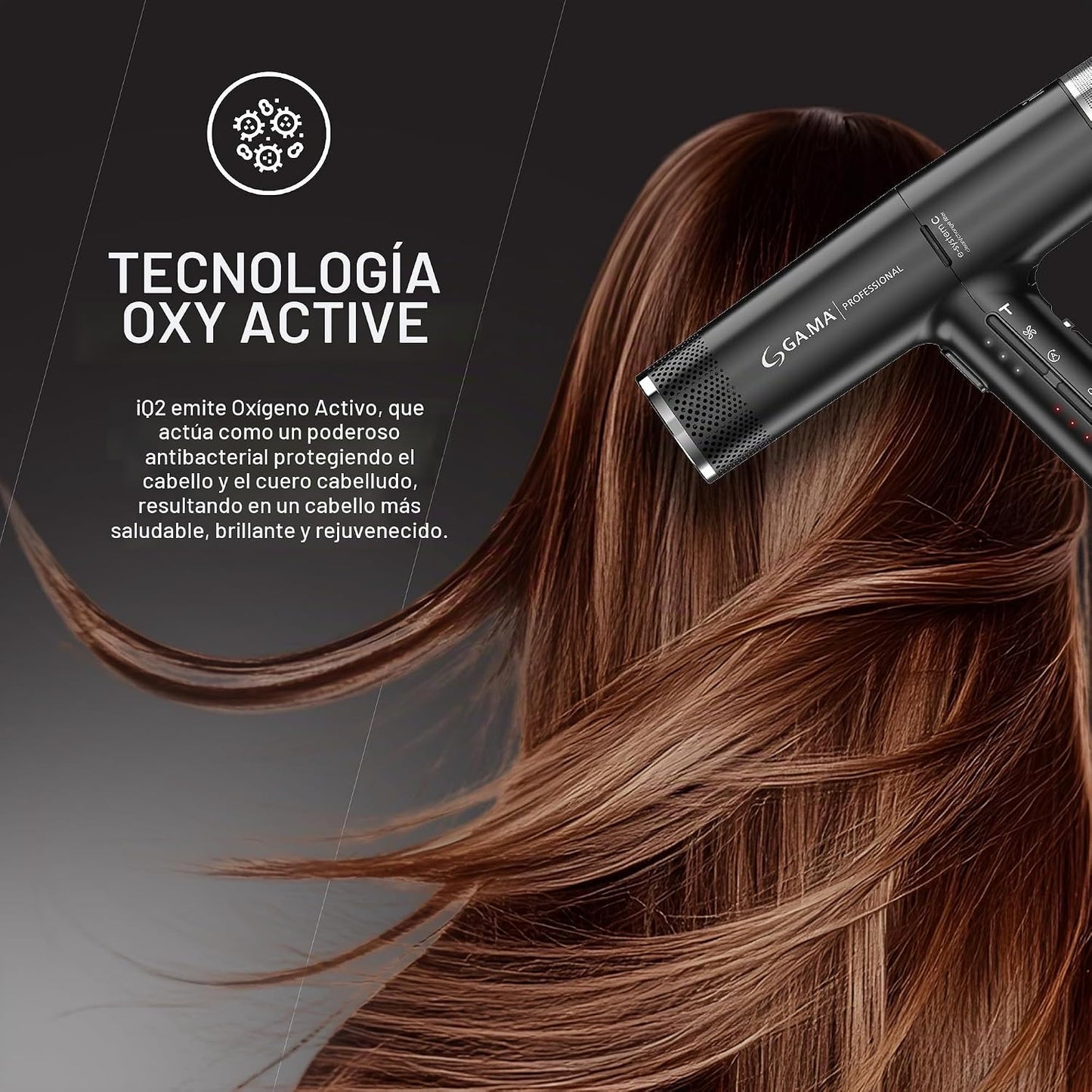 GA.MA iQ2 Perfetto - Secador de pelo con motor turbo inteligente de...