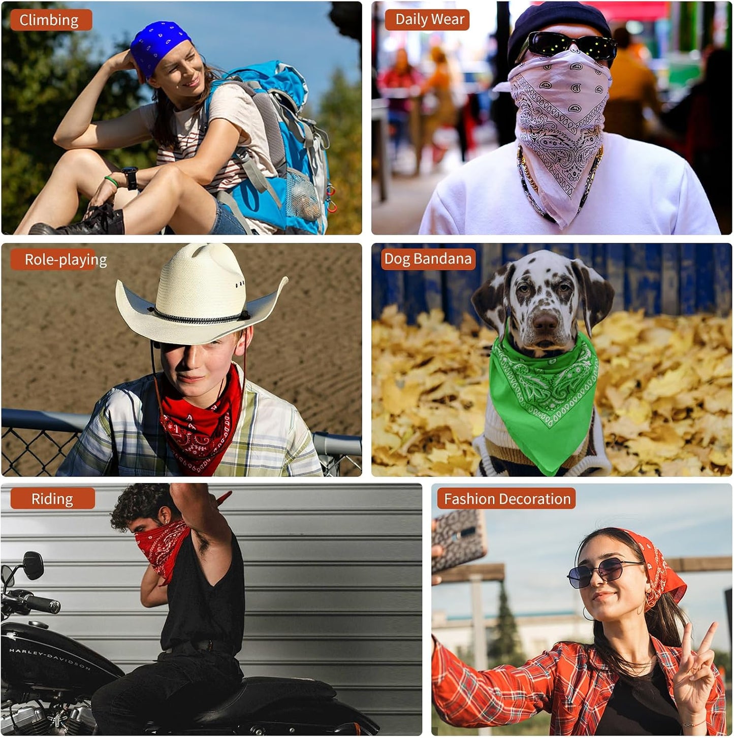 Raylarnia Bandanas grandes 100% algodón para hombres y mujeres, ban...