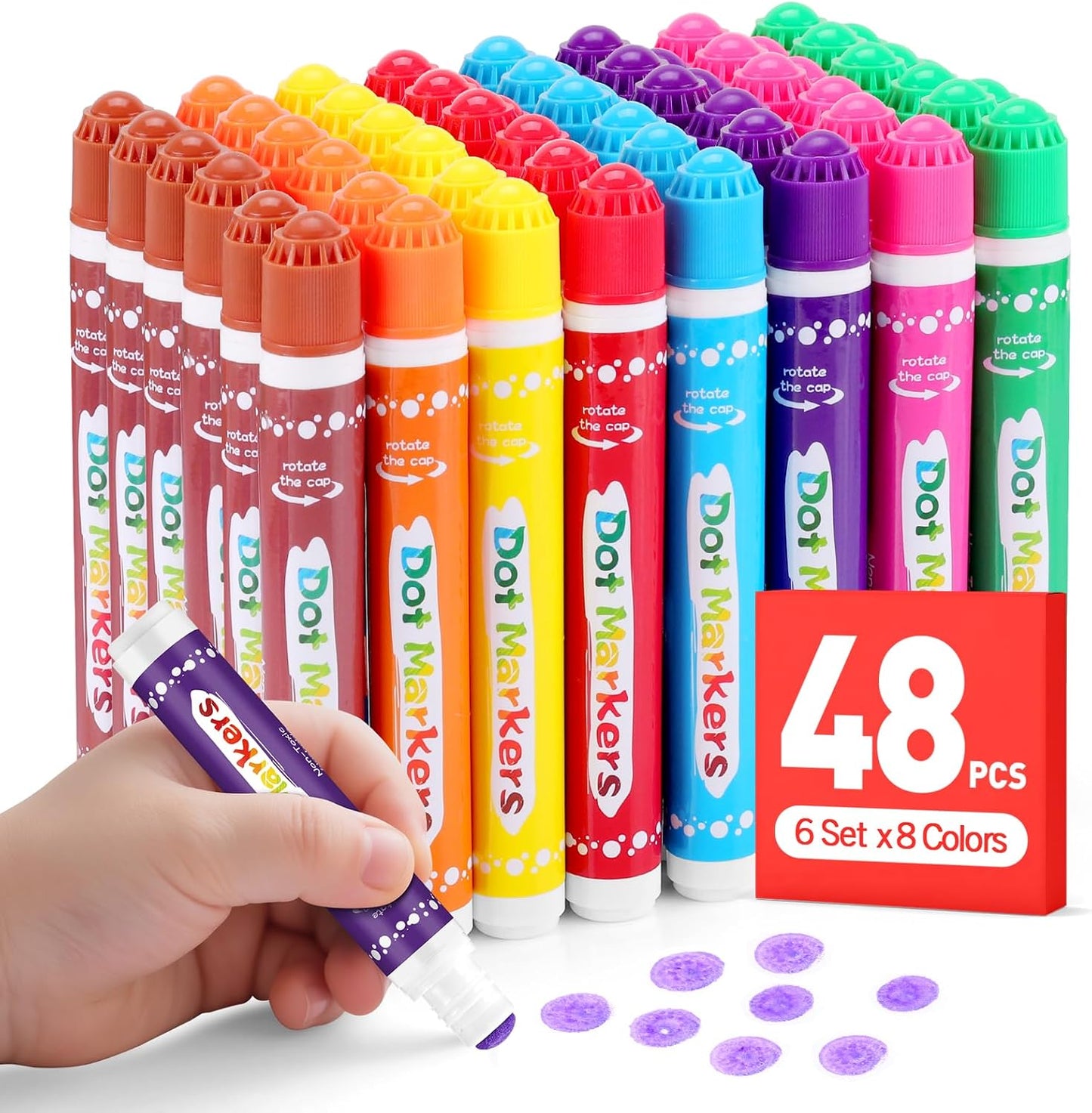 FUMILE 48 marcadores de puntos para niños pequeños de 1 a 3 años, 8...