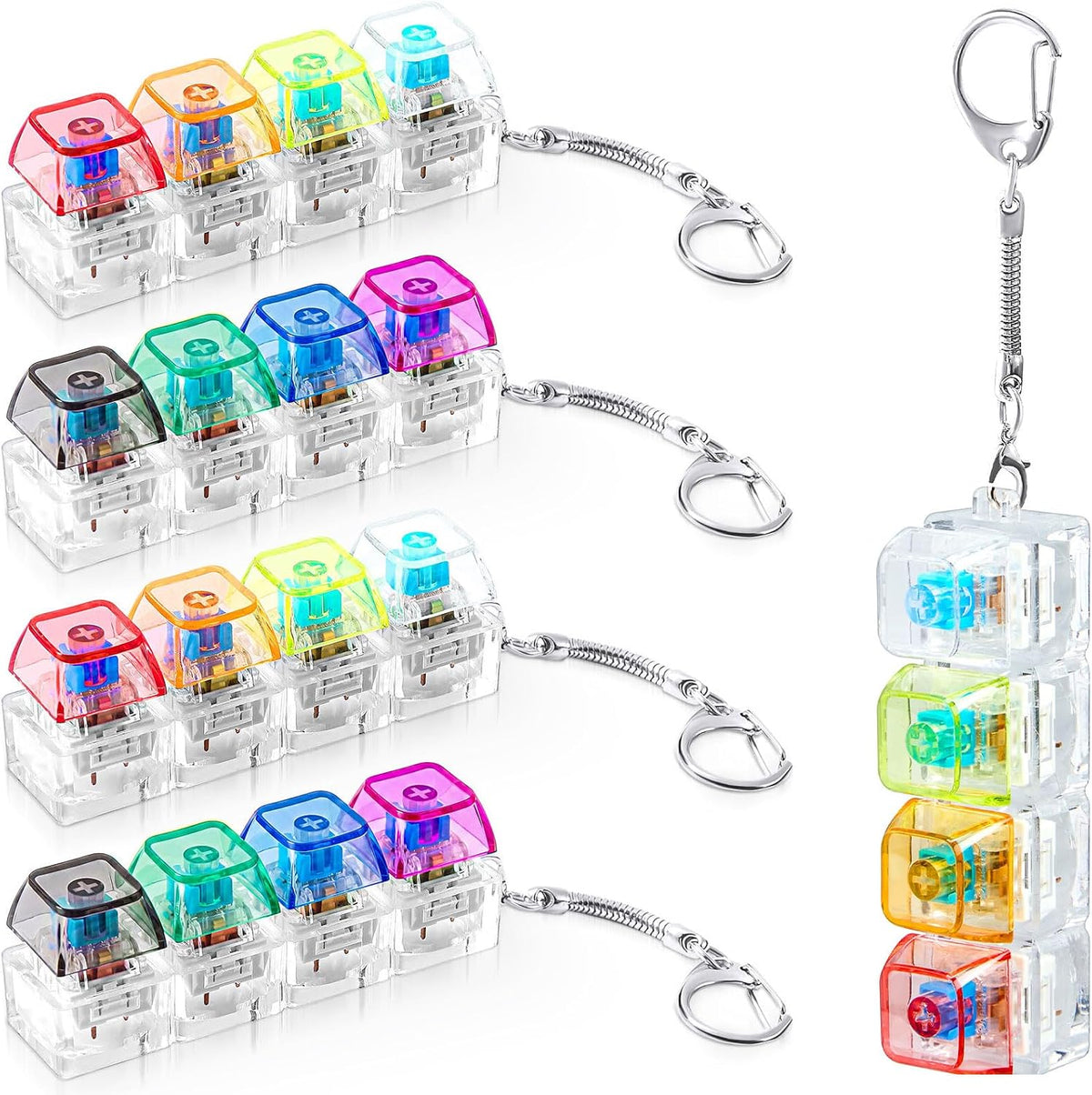 Halloscume 4 piezas teclado Fidget juguete, Clicky Clicker transpar...
