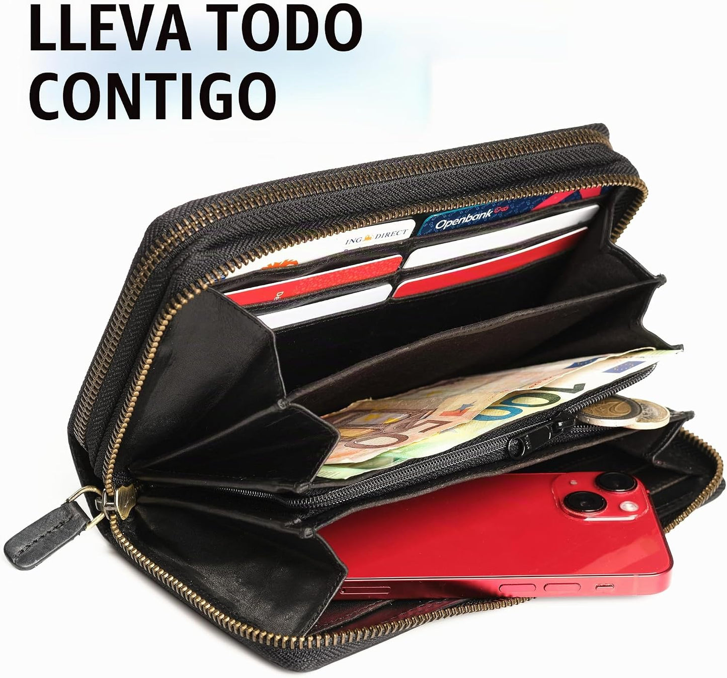 Lavalen Cartera RFID de cuero para mujer \u2013 Moderna cartera RFI...