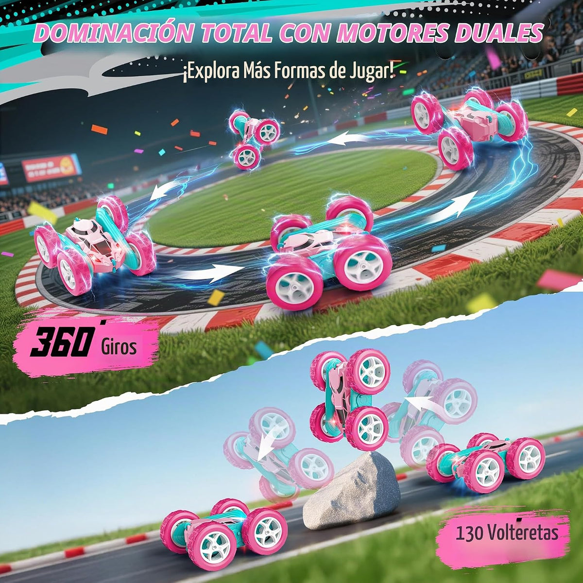 Hamdol Auto RC rosa para niñas de 6 años en adelante, vehículo de c...