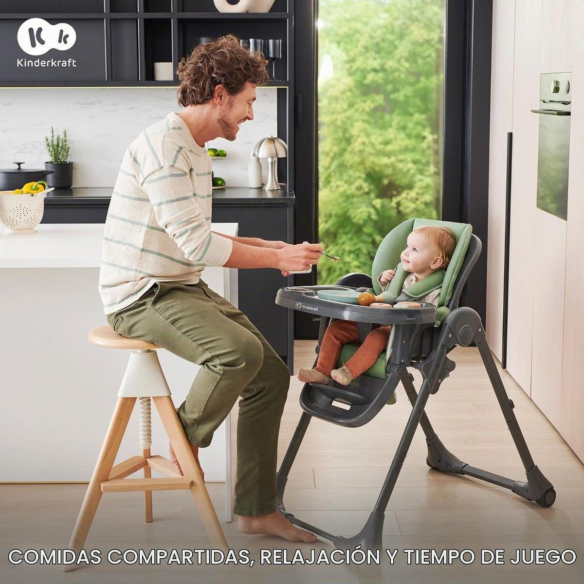 Kinderkraft Tummie - Silla alta 2 en 1, color gris | Ergonómico, re...
