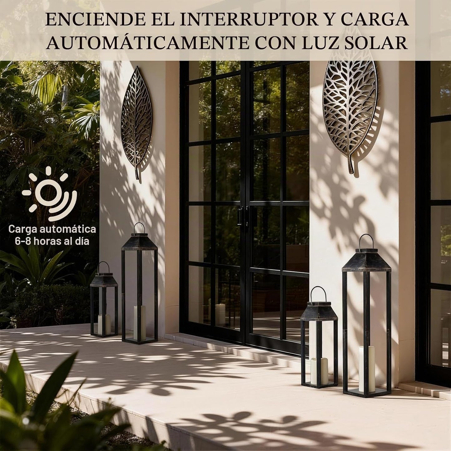 Faroles solares grandes para exteriores, impermeables, faroles deco...