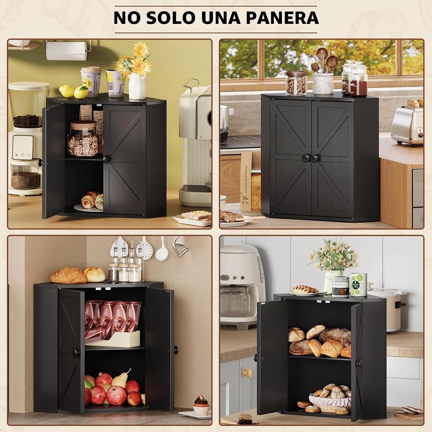 Trironsun Panera de esquina para encimera de cocina, contenedor de...