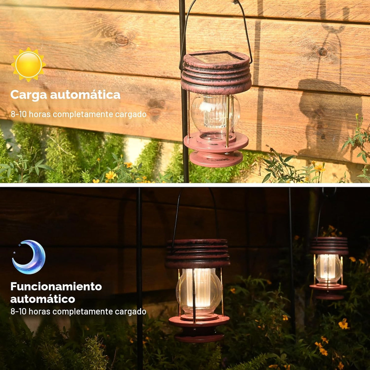 pearlstar Farol solar para exteriores, impermeables, colgantes para...
