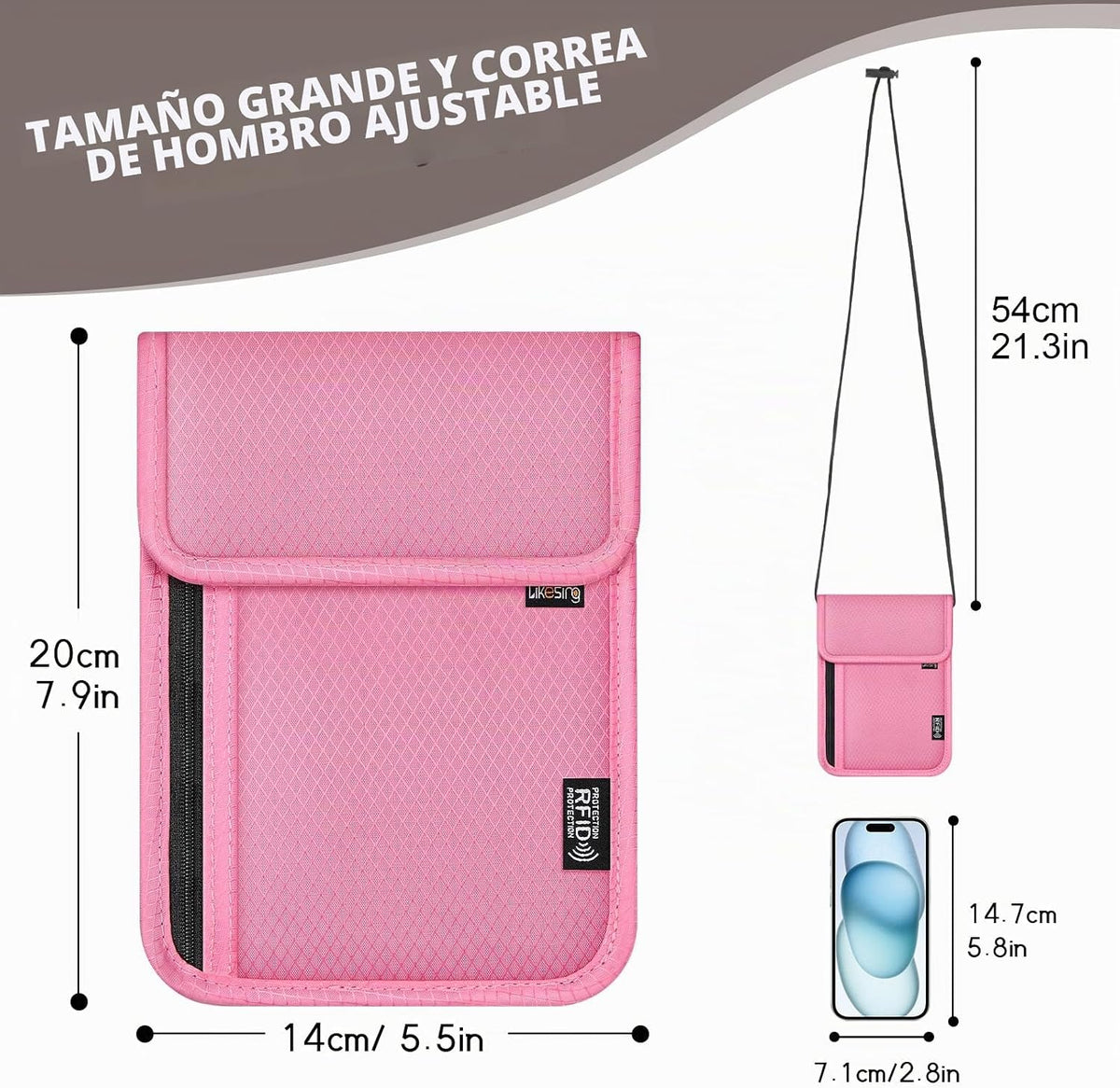 Likesing Funda para pasaporte familiar, bolsa para el cuello, bloqu...