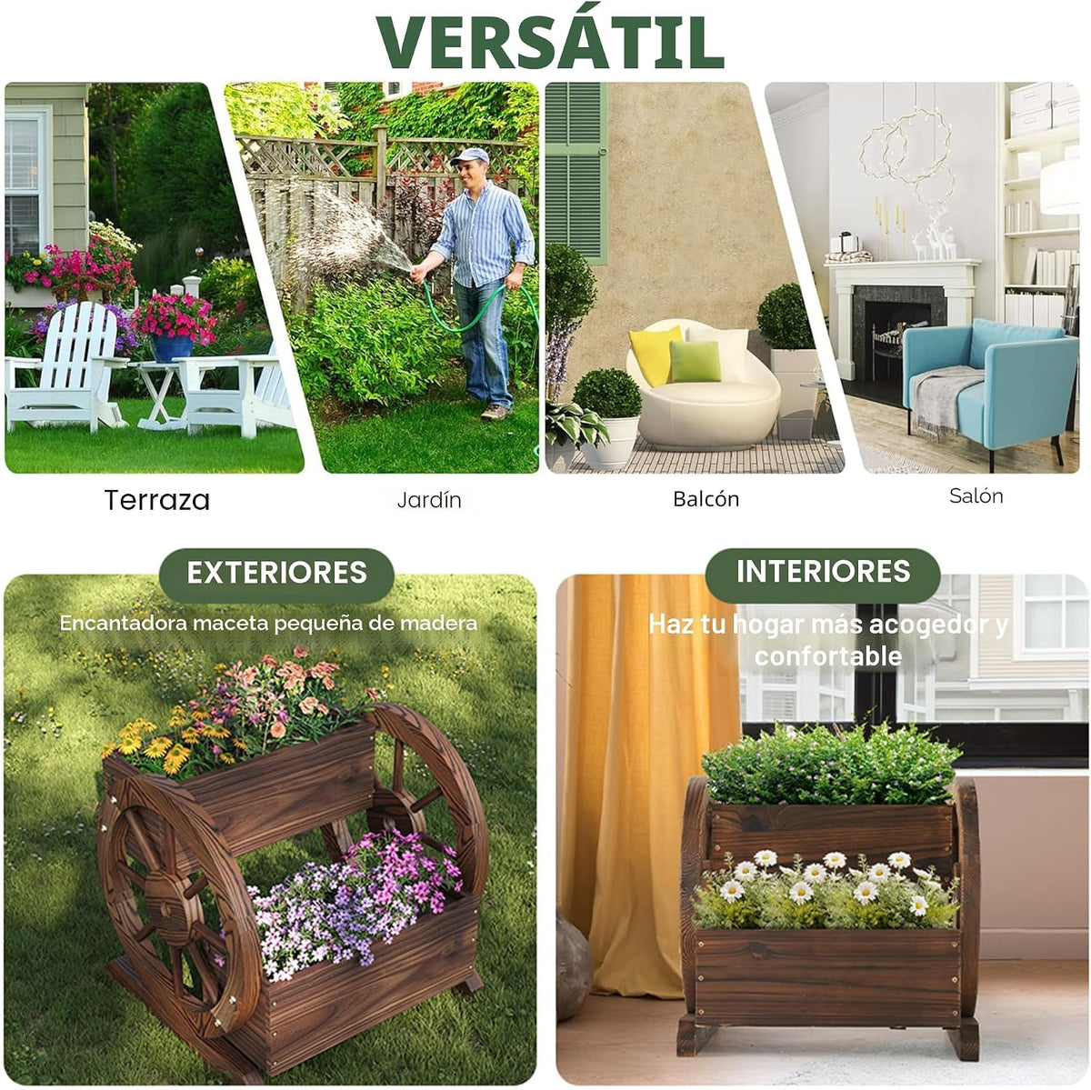 LIQING Decoración de jardín, maceta para plantas al aire libre - Ja...