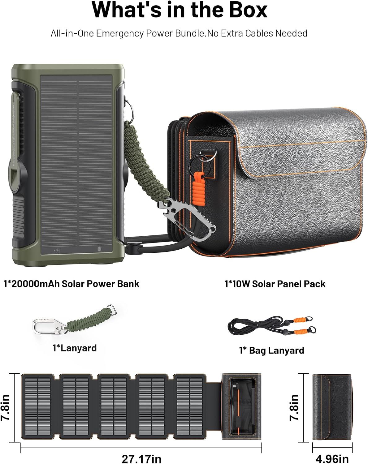 SISIXILE Cargador solar Power Bank 20000mAh: 10W plegable 5 paneles...