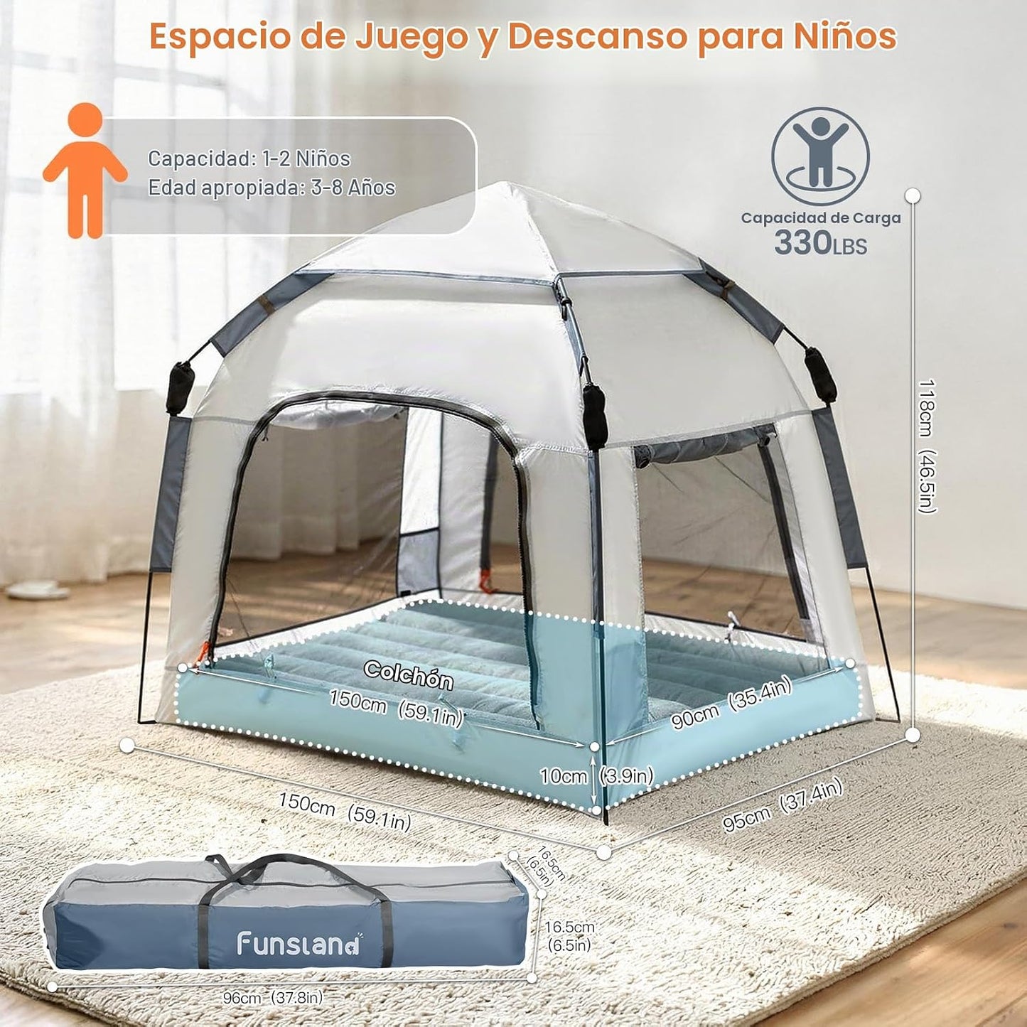 Cama de viaje inflable para niños pequeños con tienda de campaña: c...