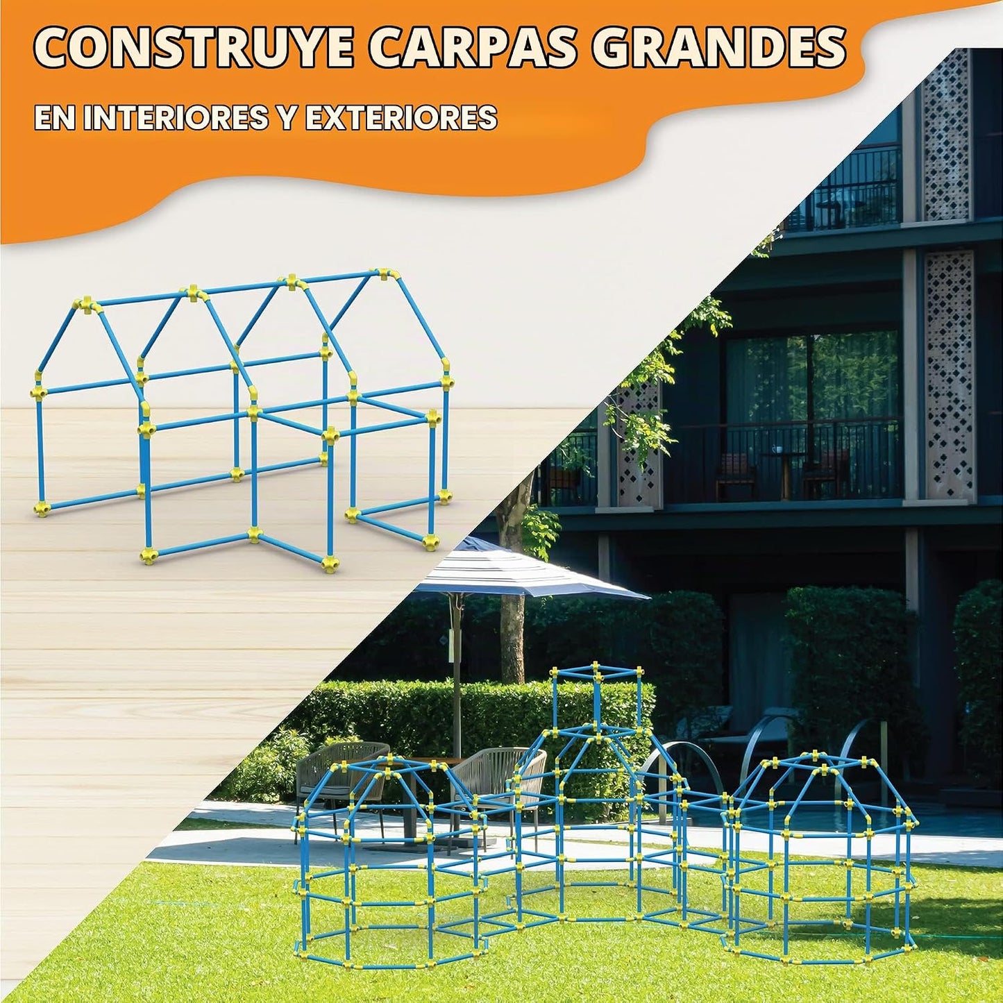 Kit de Construcción de Fuerte para Niños 180 piezas Juego de Juguet...