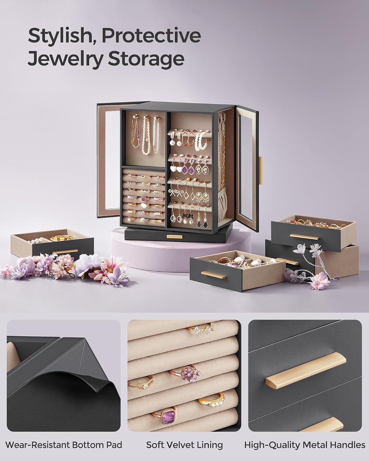 SONGMICS GISELLA Collection UJBC170G01 - Joyero organizador girator...