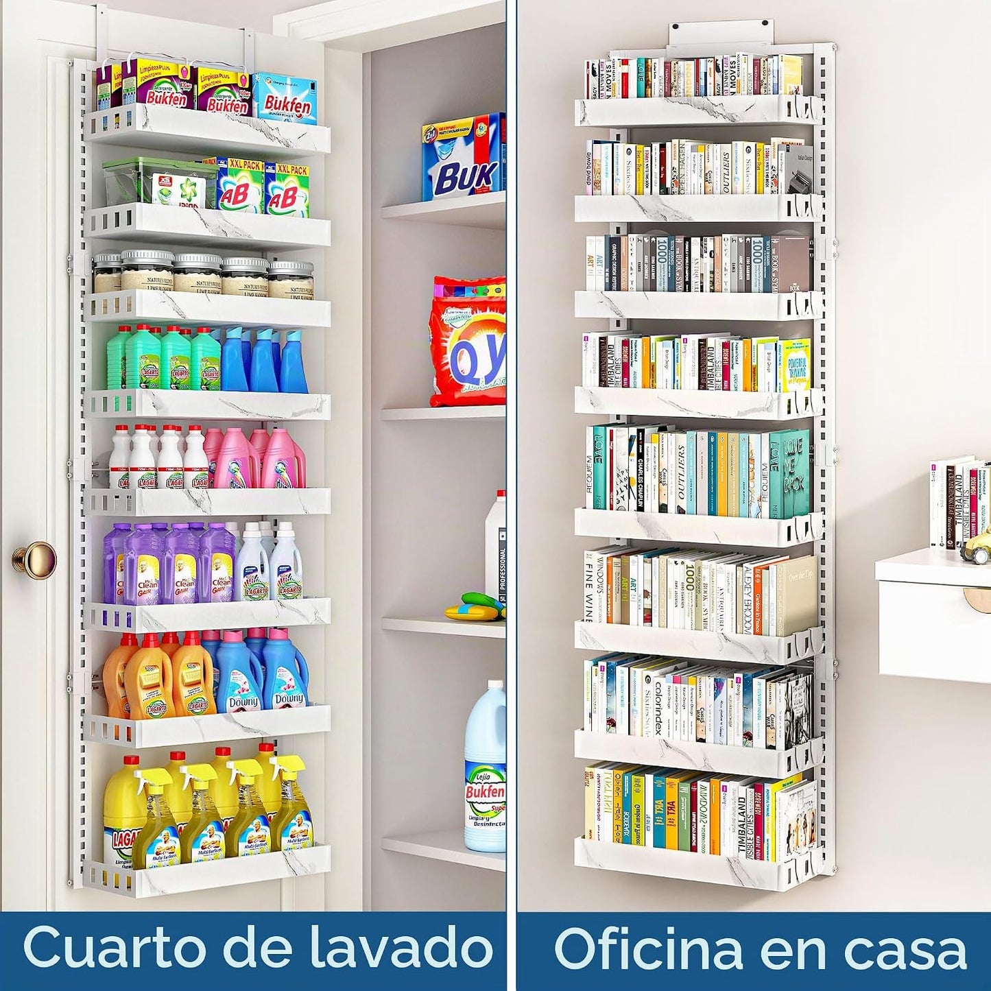 bukfen Organizador de despensa sobre la puerta, cesta ajustable de...