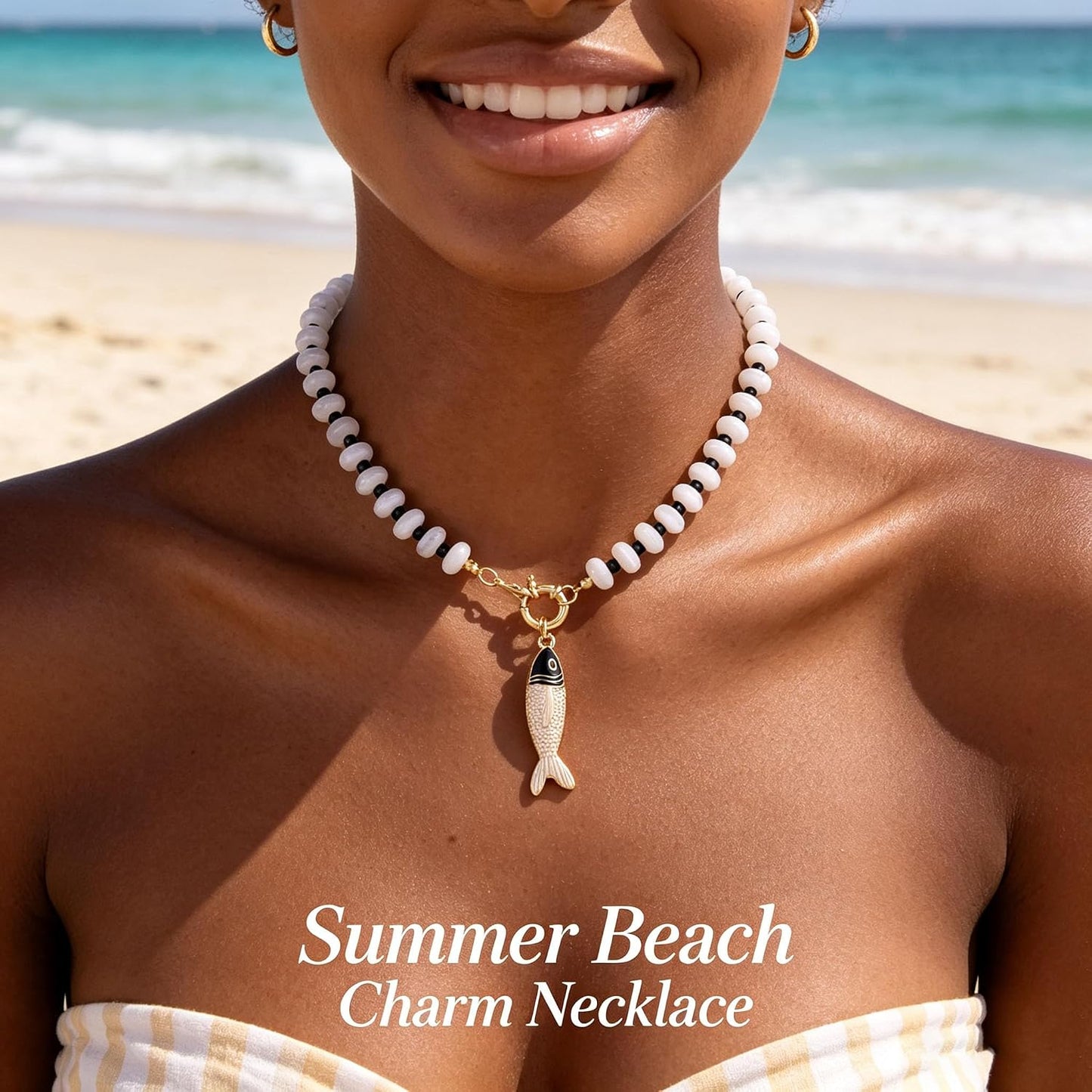 GLRITY Collares bohemios de peces con cuentas para mujer, collar de...