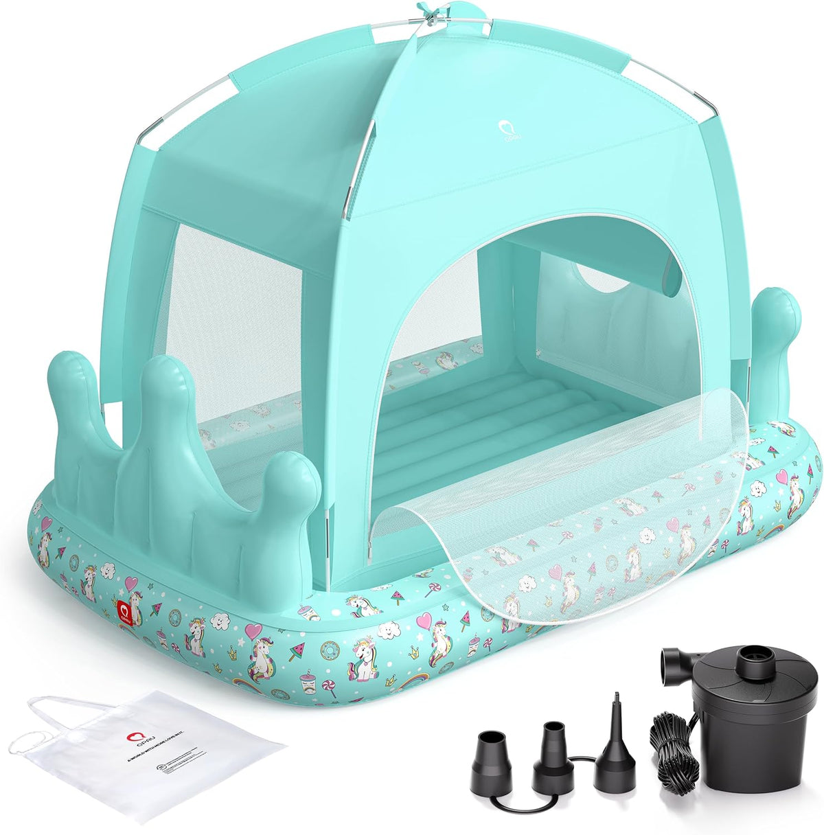 QPAU Colchón de aire para niños con tienda de campaña y bomba rápid...