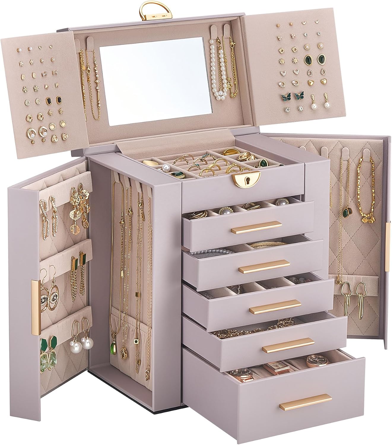 Lolalet Joyero organizador grande para mujer, organizador de joyas...