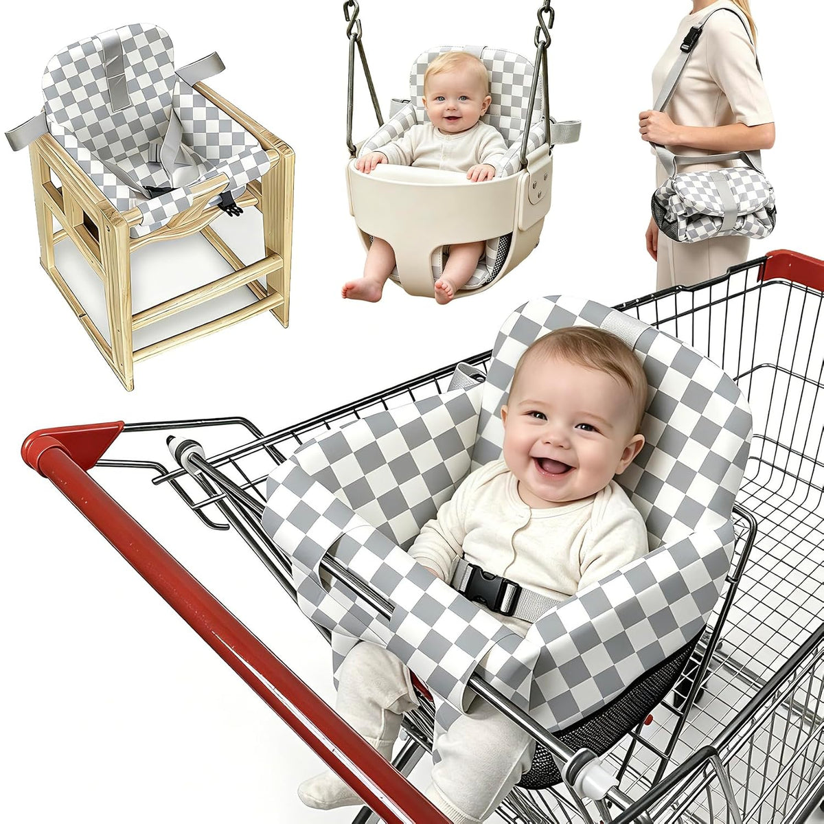 Funda de asiento de carrito de compras para bebé niña y niño, funda...