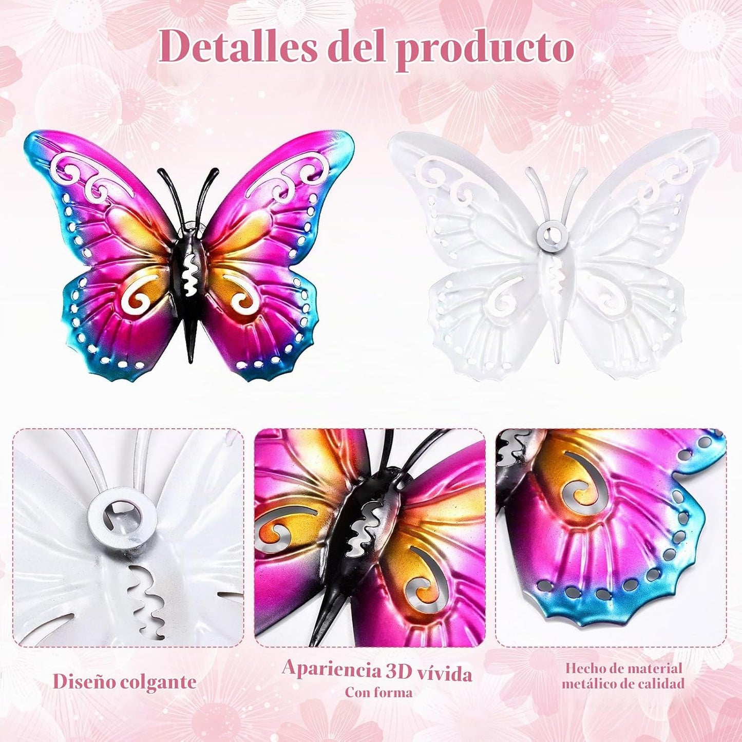 Gisafai Paquete de 10 decoraciones de pared de metal con flores par...