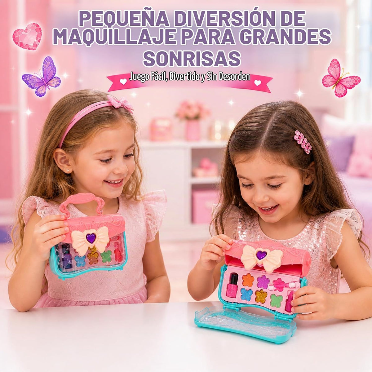 Kit de maquillaje infantil para niñas \u2013 Juego cosmético lavabl...