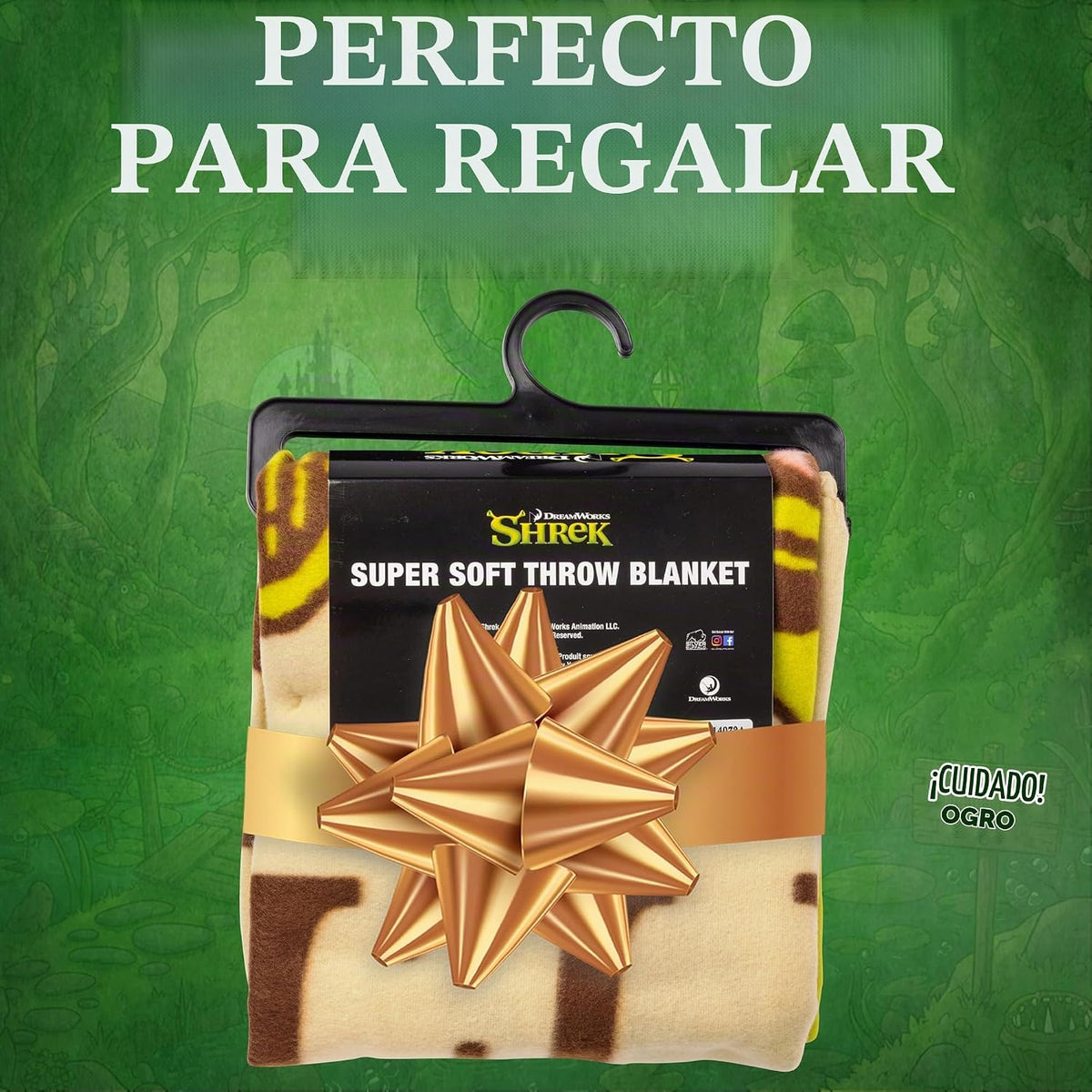 Silver Buffalo Shrek Wanted Ogres Sign - Manta de forro polar de 45...