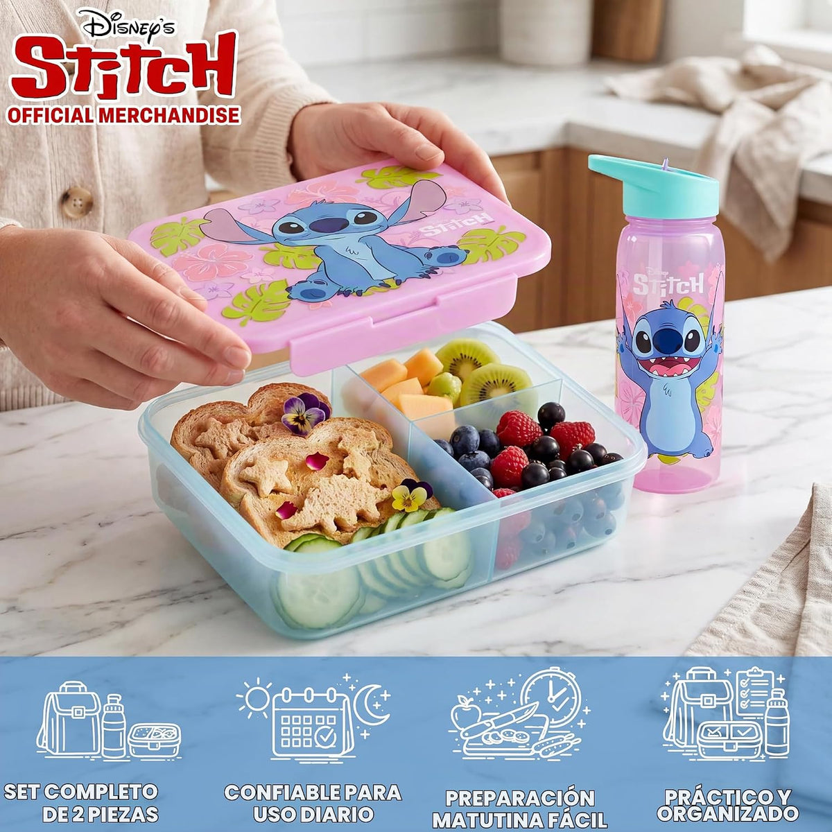 Get Trend Disney Stitch - Juego de 2 cajas de almuerzo para niños c...