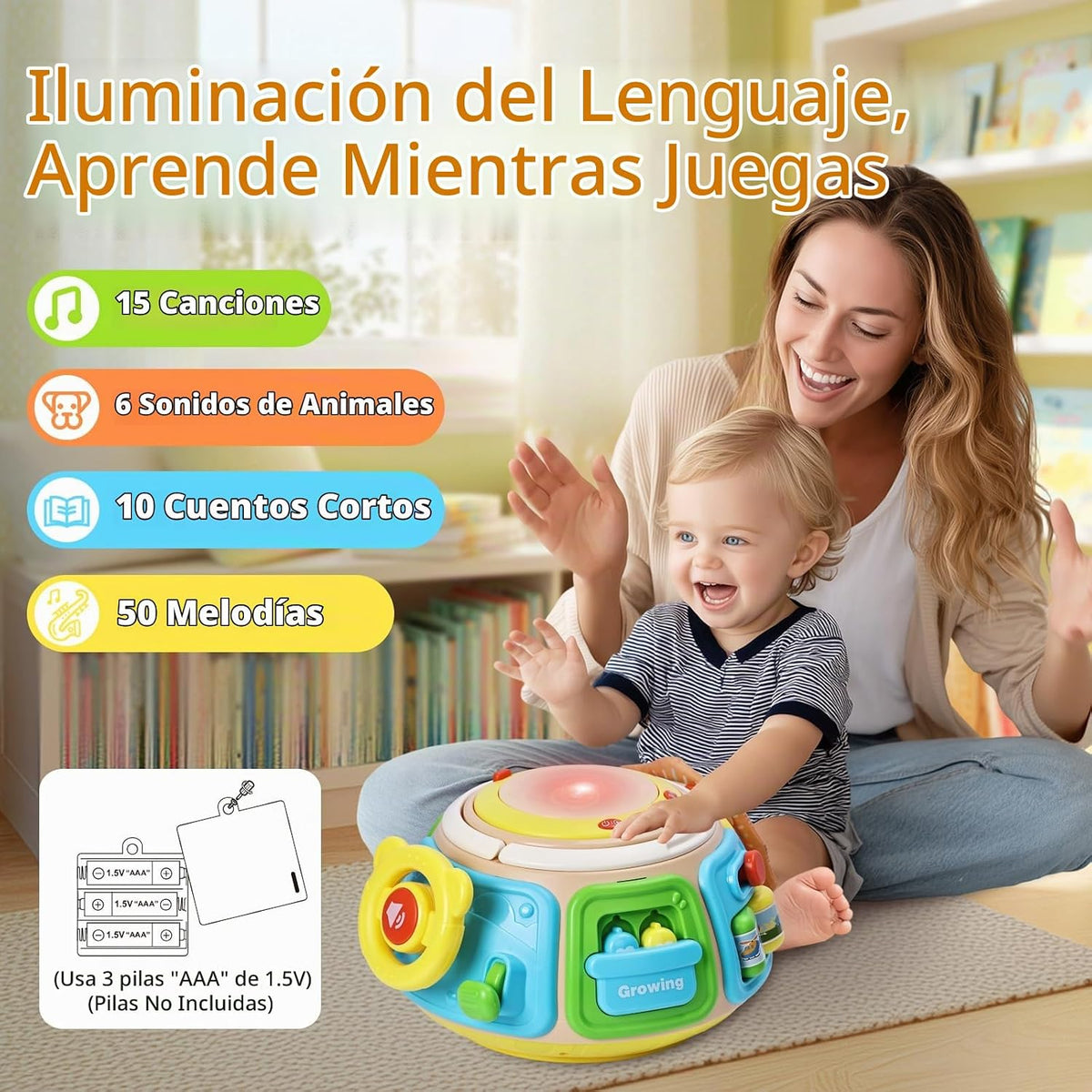 Cubo de Actividades 7 en 1 Tambor Juguetes Montessori para Bebé, Ju...