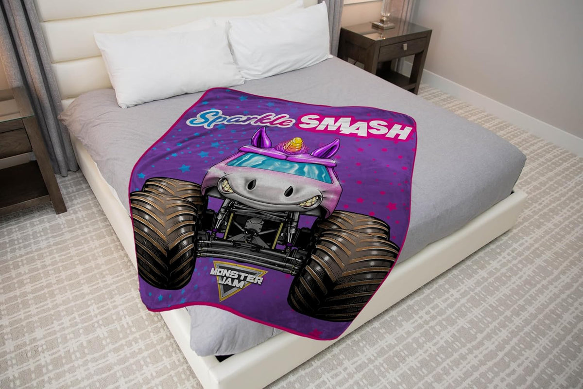 Monster Jam Sparkle Smash Monster Truck - Manta para niños, 46 x 60...