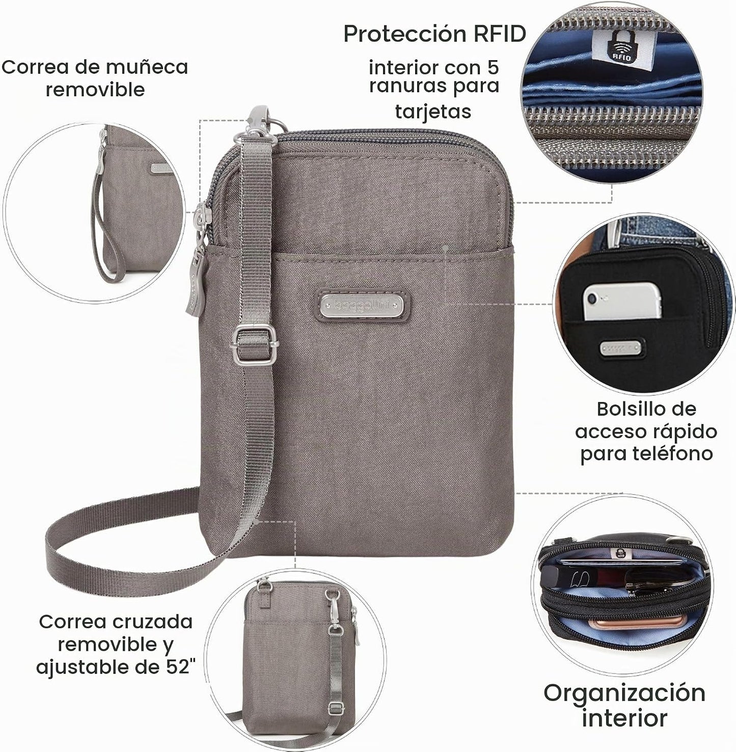 Baggallini La Nueva Colección Clásica Lleva Dos RFID Bryant Bandolera
