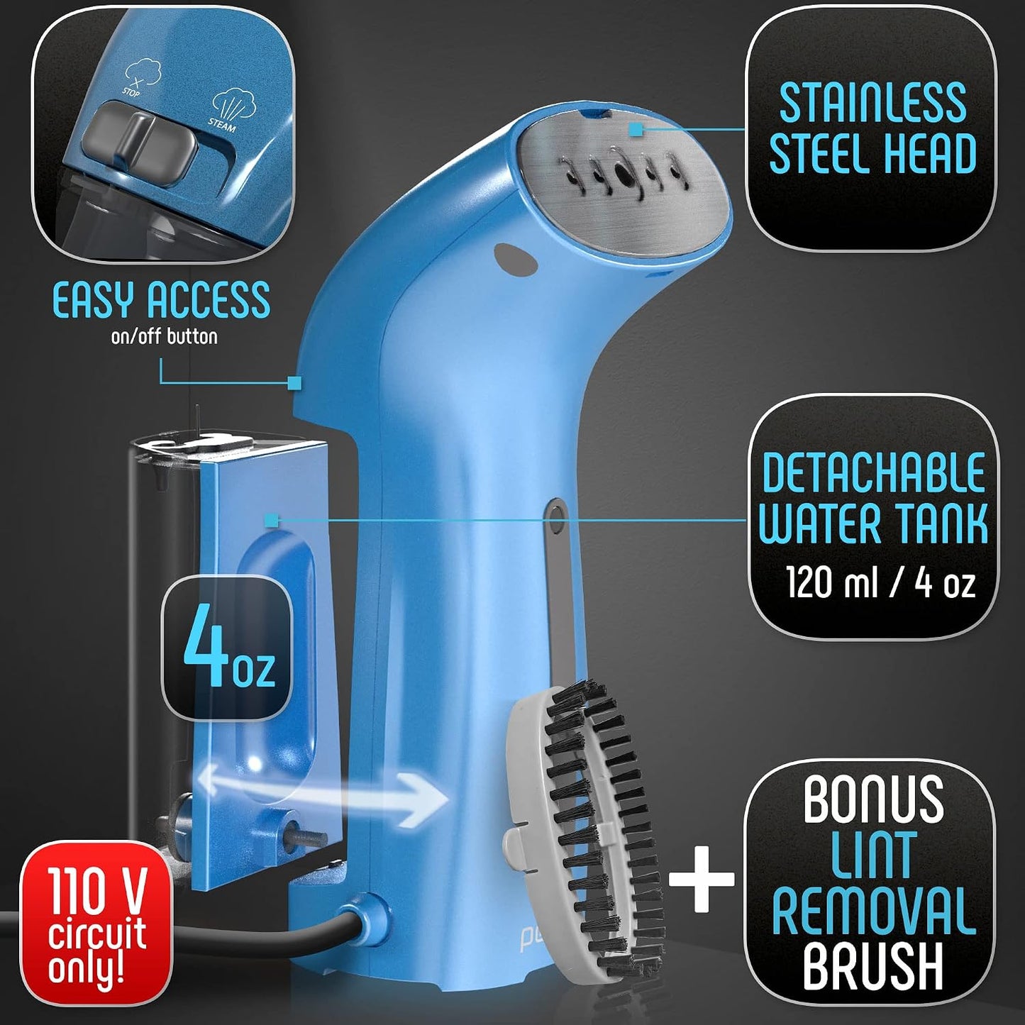 Vaporizador de Ropa Portátil para Viaje, Cabezal de Vapor de Metal,...