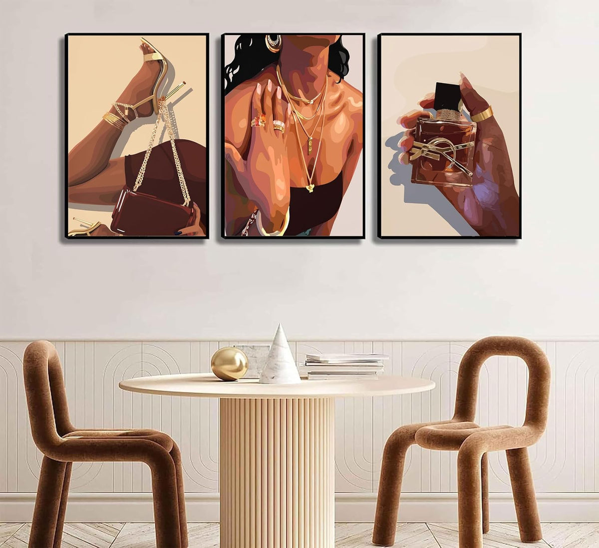 3 piezas de arte de pared de niña negra, mujer afroamericana, lienz...