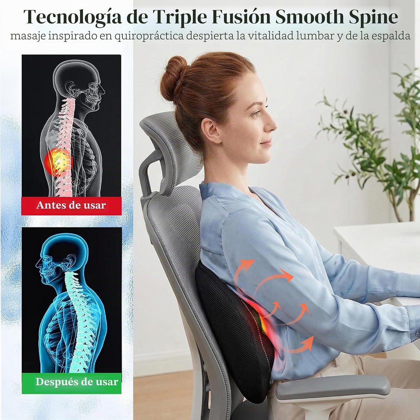 Almohada de masaje 3 en 1 con calor, vibración y soporte, masajeado...
