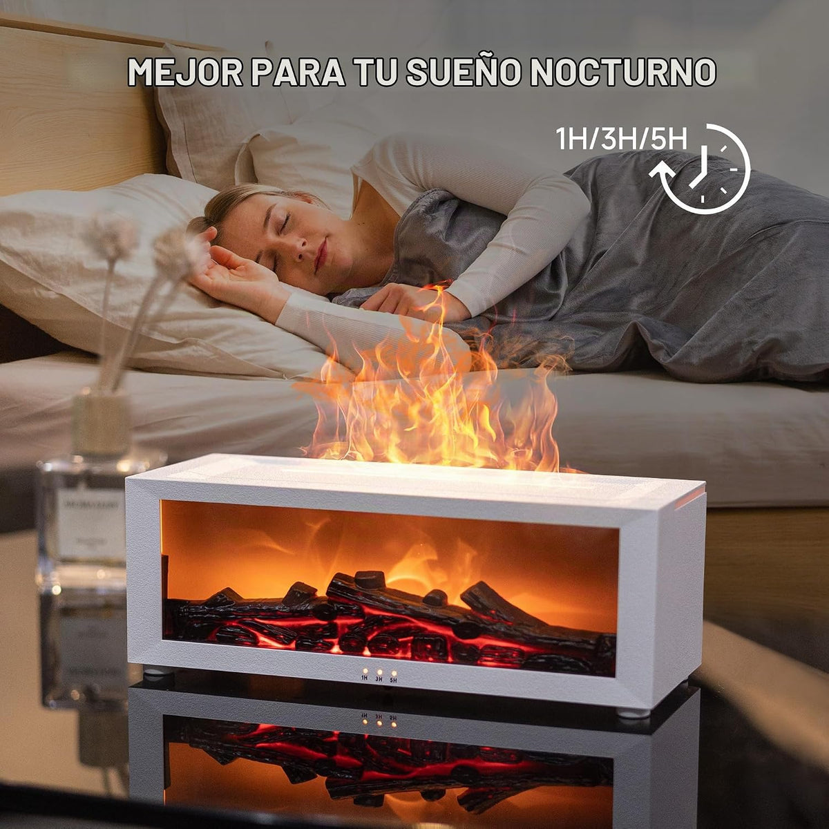 Difusor de aire con llama de chimenea TMEHM, humidificador de 7 col...
