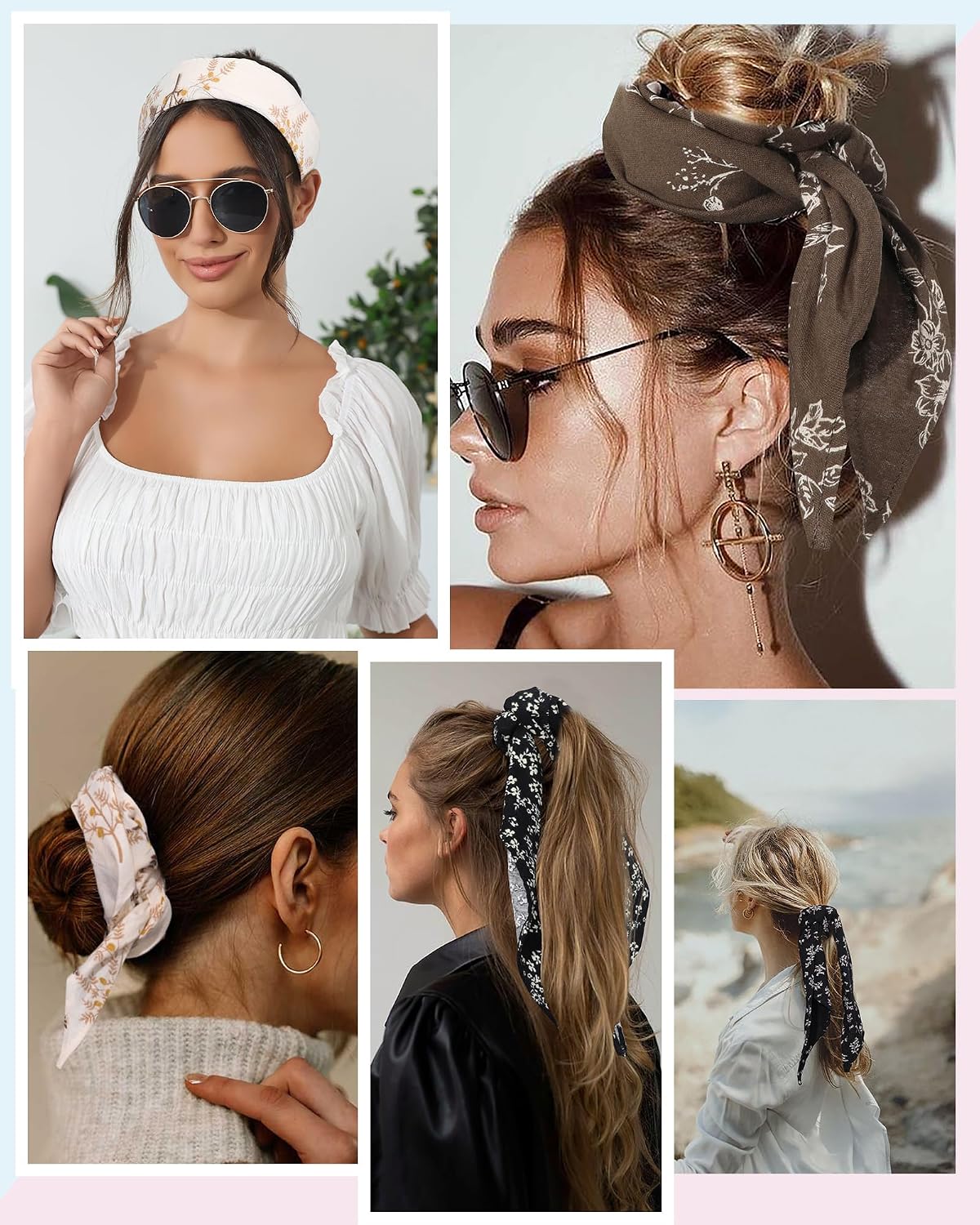 Molans Pañuelo de Cabello de Algodón Floral - 2 PIEZAS Pañuelos par...